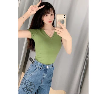 new women's fashion round neck short-sleeved T-shirt summer cotton shirt T-shirt Slim T-shirt
new women's fashion round neck short-sleeved T-shirt summer cotton shirt T-shirt Slim T-shirt