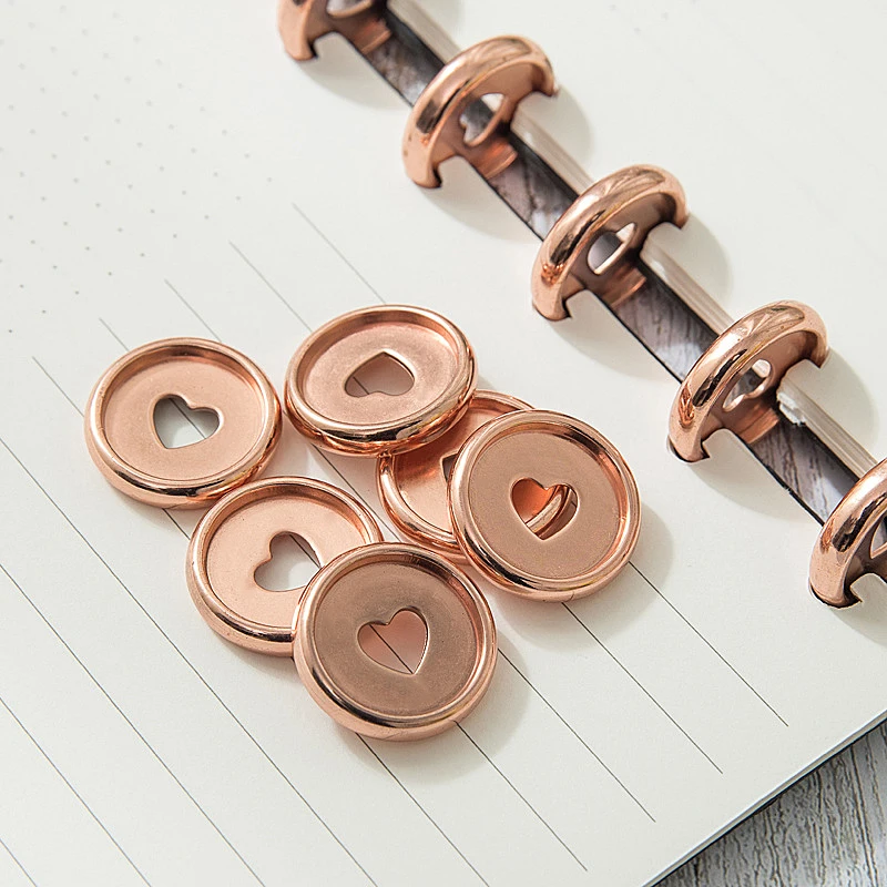 6pcs Heart Discs For Notebook Hole Button Notepad Plastic Loose leaf Coil 360 Degree Foldable Disc Buckle Office Supplies
6pcs Heart Discs For Notebook Hole Button Notepad Plastic Loose leaf Coil 360 Degree Foldable Disc Buckle Office Supplies
