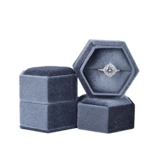 

Hexagon Velvet Ring Box with Detachable Lid Earings Heirlooms Holder Storage Box for Proposal Engagement Wedding Packaging