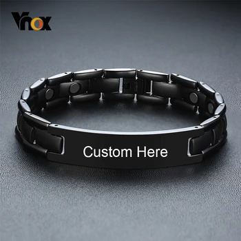 Vnox Customized Name Info Black Titanium Bracelets for Men Therapy Magnet Wristband Casual Male Pulseira
Vnox Customized Name Info Black Titanium Bracelets for Men Therapy Magnet Wristband Casual Male Pulseira