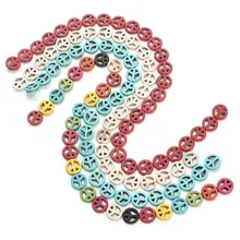 

40cm/pc Colorful Natural Turquoises Bead 15mm Round Hollow Out Peace Sign Space Charm Stone Beads for DIY Jewelry Making