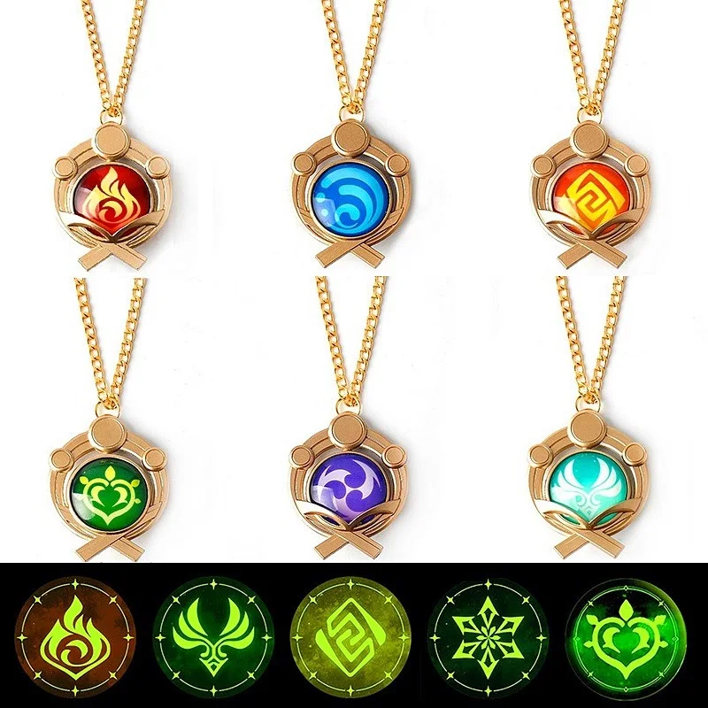 Лидер продаж светящаяся подвеска Genshin Impact God's Eye Seven Elements с логотипом модное