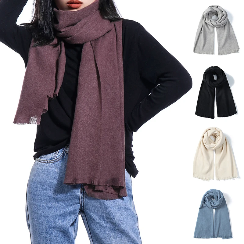 

Plain Cashmere Like Scarf Women's Winter Scarves Fashion Pashmina Shawl Autumn Elegant Warm Large Size Headscarf Hijab 185*70cm