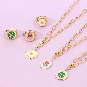 YEYULIN 1SET 2020 Korea New Hot Small Daisy Tulip Metal Pendant Necklace Rings Bracelet For Women Girls Jewelry Set Gifts
YEYULIN 1SET 2020 Korea New Hot Small Daisy Tulip Metal Pendant Necklace Rings Bracelet For Women Girls Jewelry Set Gifts
