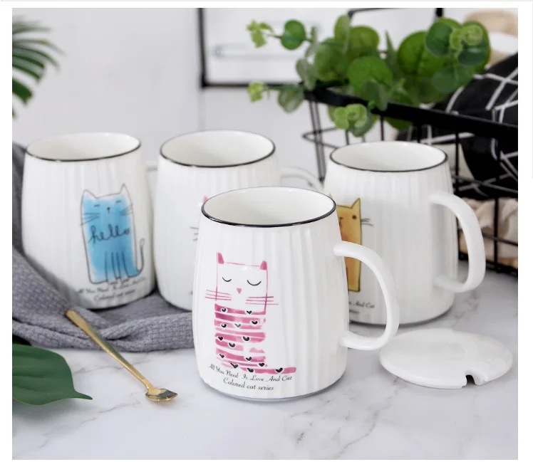 oussirro cute cat kitty creative ceramic mugs cup