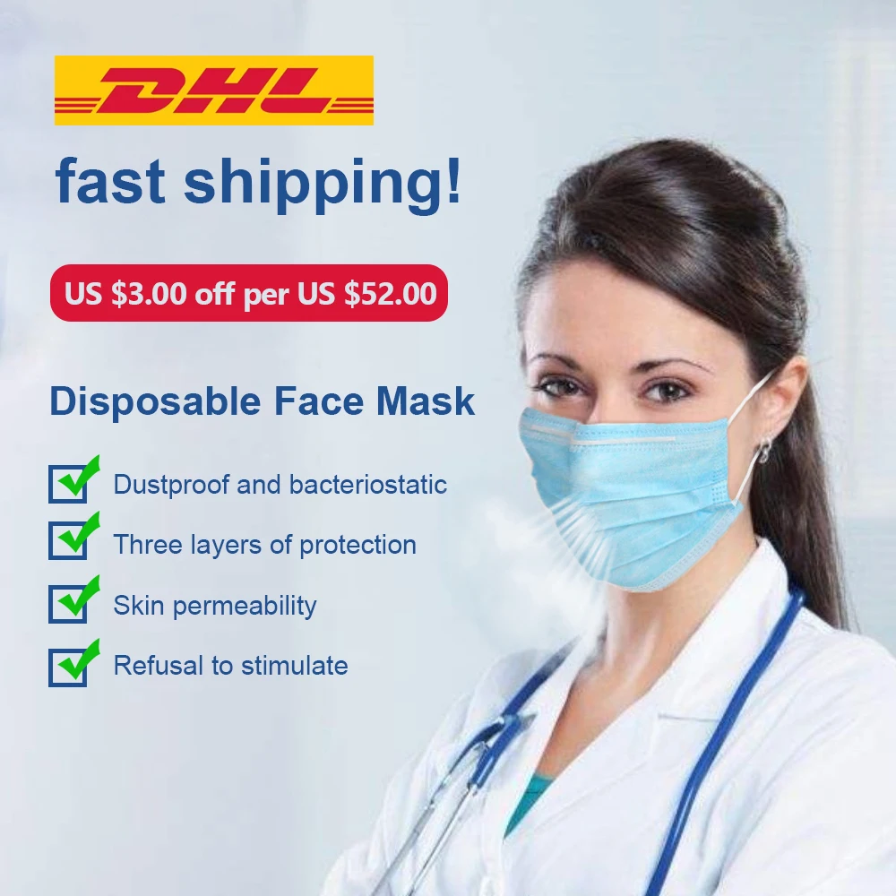 Disposable Protective Mask 3 Layers Dustproof Facial Protective Cover Masks Maldehyde Prevent bacteria anti-virus Mouth Masks
Disposable Protective Mask 3 Layers Dustproof Facial Protective Cover Masks Maldehyde Prevent bacteria anti-virus Mouth Masks