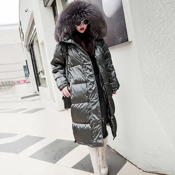 Fur Hooded Long Winter Down Jackets Women Solid Reflective Plus Size Parkas Streetwears Female Thicken Warm Duck Down Coats New
Fur Hooded Long Winter Down Jackets Women Solid Reflective Plus Size Parkas Streetwears Female Thicken Warm Duck Down Coats New