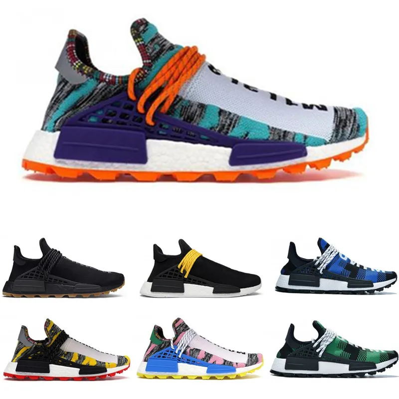 

2020 Human Race Men Running Shoes for PW China Pack Happy Peace HU Solar Pack Mother Orange Red Nerd Blue Breath Sport Sneaker