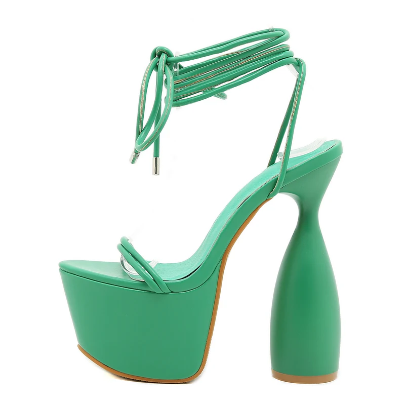 2021 Summer Women Ankle Strap Strange Style Heels Sandals Fashion Sexy Green Pink White Party Shoes High Heel 17CM Big size 40
2021 Summer Women Ankle Strap Strange Style Heels Sandals Fashion Sexy Green Pink White Party Shoes High Heel 17CM Big size 40