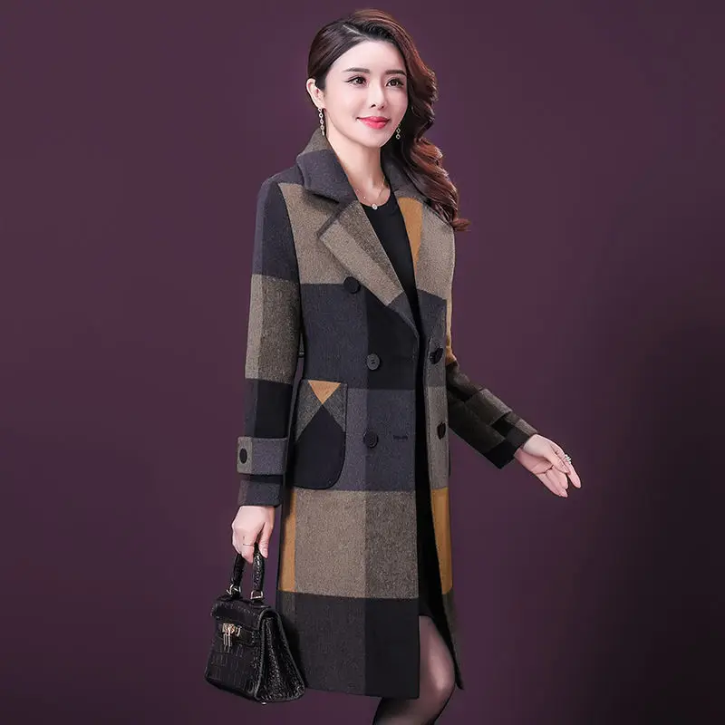 2020 Autumn Winter Women Warm Coat Elegant Plaid double-breasted Outwear Female Big Pocket Loose Mid-long Coat
2020 Autumn Winter Women Warm Coat Elegant Plaid double-breasted Outwear Female Big Pocket Loose Mid-long Coat