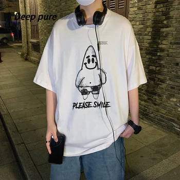 Summer T-shirt Men's Cotton Short Sleeve Cartoon Print Harajuku Fashion streetwear L Interesting 
Summer T-shirt Men's Cotton Short Sleeve Cartoon Print Harajuku Fashion streetwear L Interesting