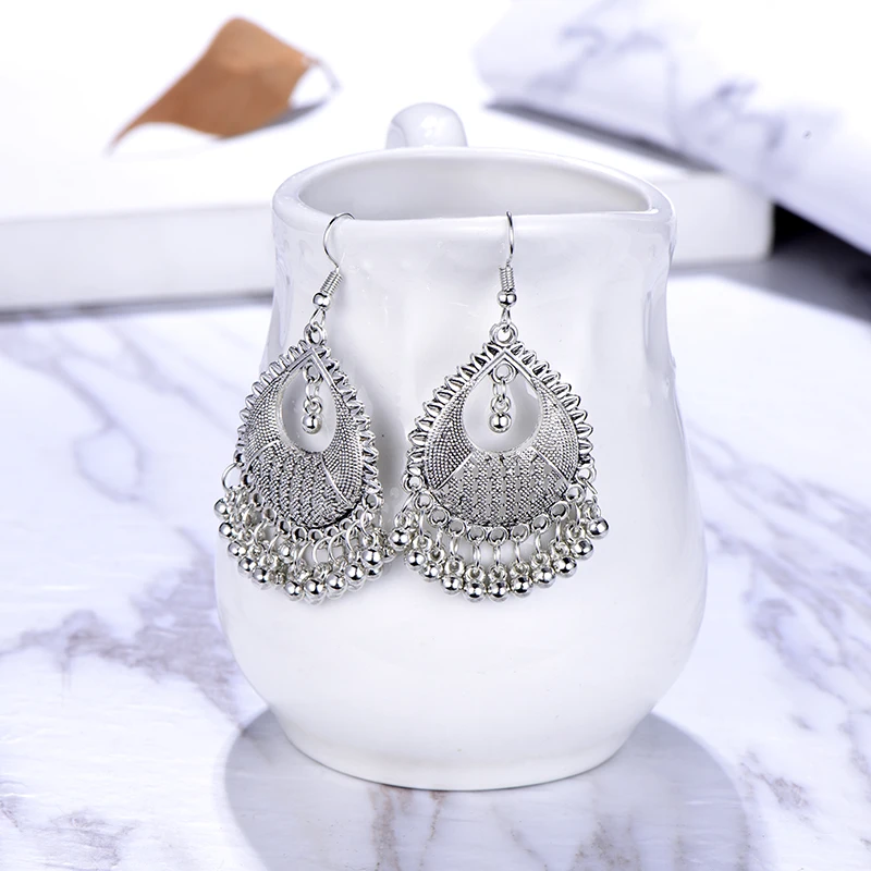 Vintage Drop Dangle Earrings for Women Fashion Jewelry boucle d’oreille Handmade Beads Hollow Ethnic Indian Earrings Brincos