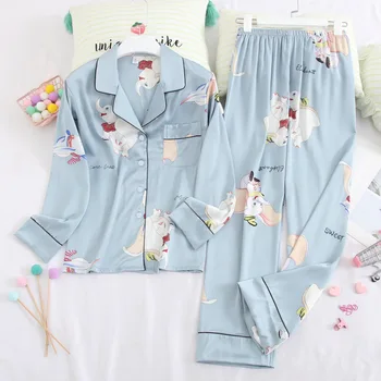 Fiklyc Spring And Summer New Silk Home Service Suit Cute Cartoon Cardigan Thin Section Pajamas
Fiklyc Spring And Summer New Silk Home Service Suit Cute Cartoon Cardigan Thin Section Pajamas