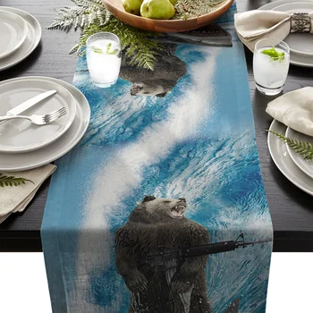 Funny Bear Shark Machine Gun Wave Table Runner Table Flag Home Party Decorative Tablecloth Table Runners
Funny Bear Shark Machine Gun Wave Table Runner Table Flag Home Party Decorative Tablecloth Table Runners