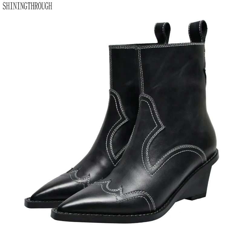 Genuine Leather Women Ankle Boots High wedges Heels chelsea boots Party Wedding Shoes Woman poined toe Pumps size 41 42 43
Genuine Leather Women Ankle Boots High wedges Heels chelsea boots Party Wedding Shoes Woman poined toe Pumps size 41 42 43