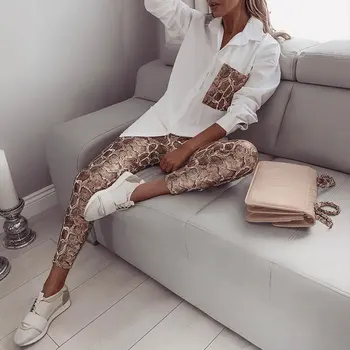 Women Spring Two Piece Sets Snake Contrast Pocket Top Blouse & Pants Design Matching 2 Piece Set Women Chic Spring Casual Suits
Women Spring Two Piece Sets Snake Contrast Pocket Top Blouse & Pants Design Matching 2 Piece Set Women Chic Spring Casual Suits