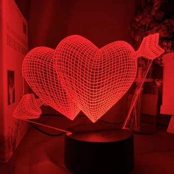 

An Arrow Thrills Through Two Hearts Led Night Light for Girls Bedroom Decor Unique Gift for Her Wedding Mall Gift Ideas 3d Lamp