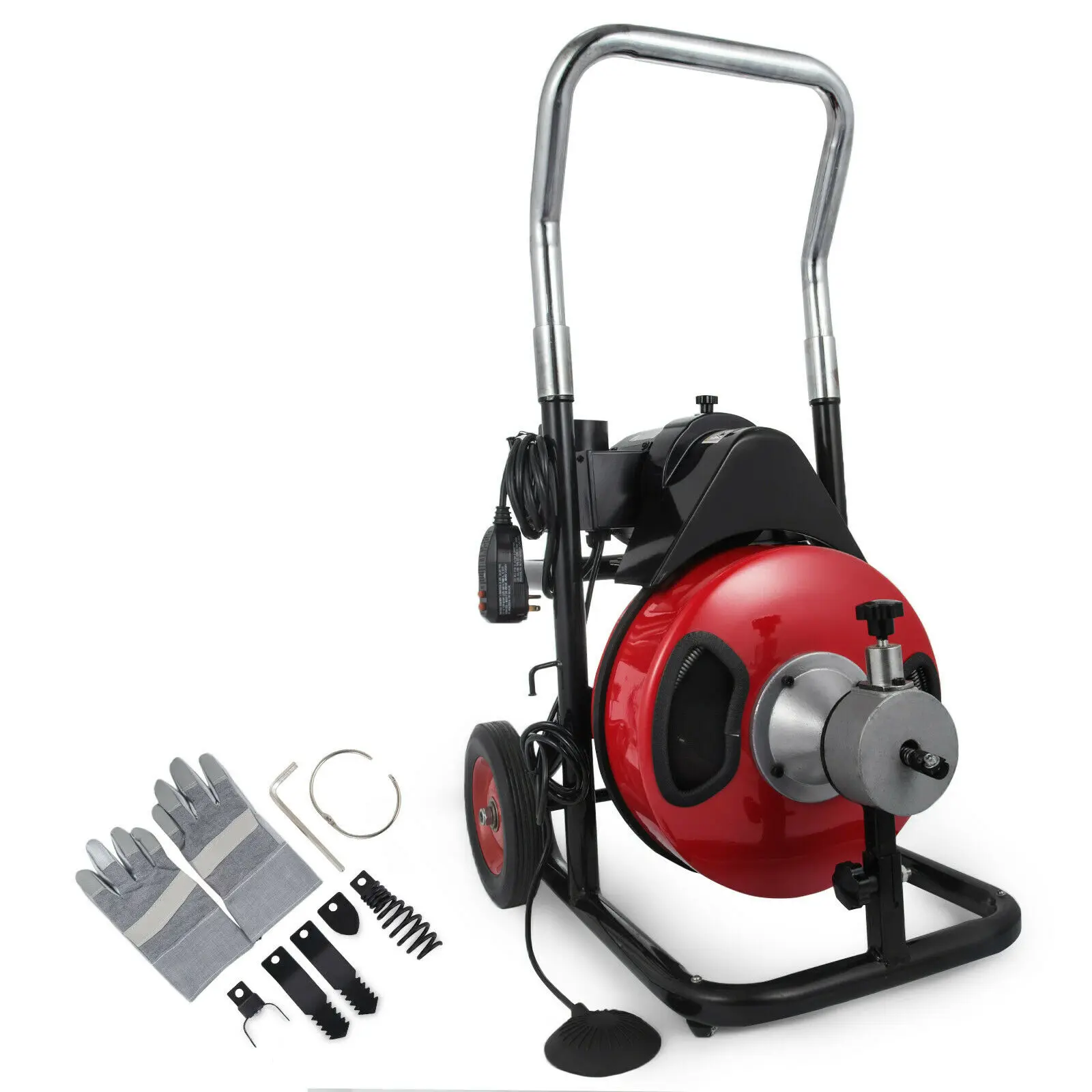Commercial 50ftx1/2" Electric Drain Auger Drain Cleaner Machine Snake w/ Cutter
Commercial 50ftx1/2" Electric Drain Auger Drain Cleaner Machine Snake w/ Cutter