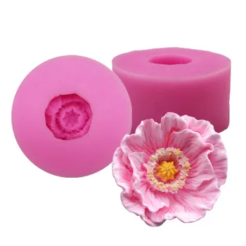6CM Molds for Plaster Designer DIY Concrete Peony Clay Soap Wax 3d Wall Panel Aroma Plaster Casting Flower Stamped Molde Cemento