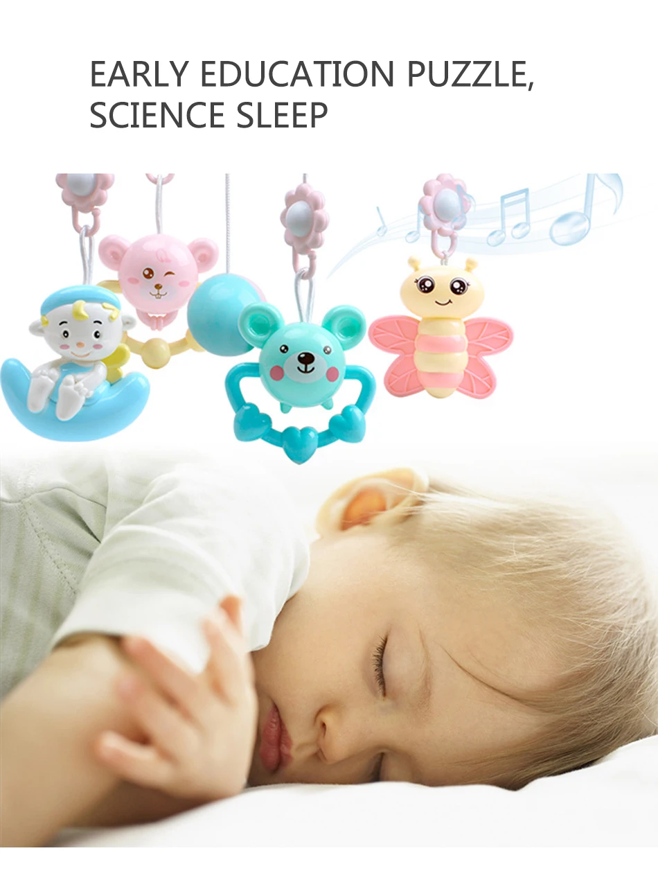 Baby Rattles Crib Mobiles Baby Toys Holder Rotating Mobile Bed Bell Musical Box Projection 0-12 Months Newborn Infant Boy Toys