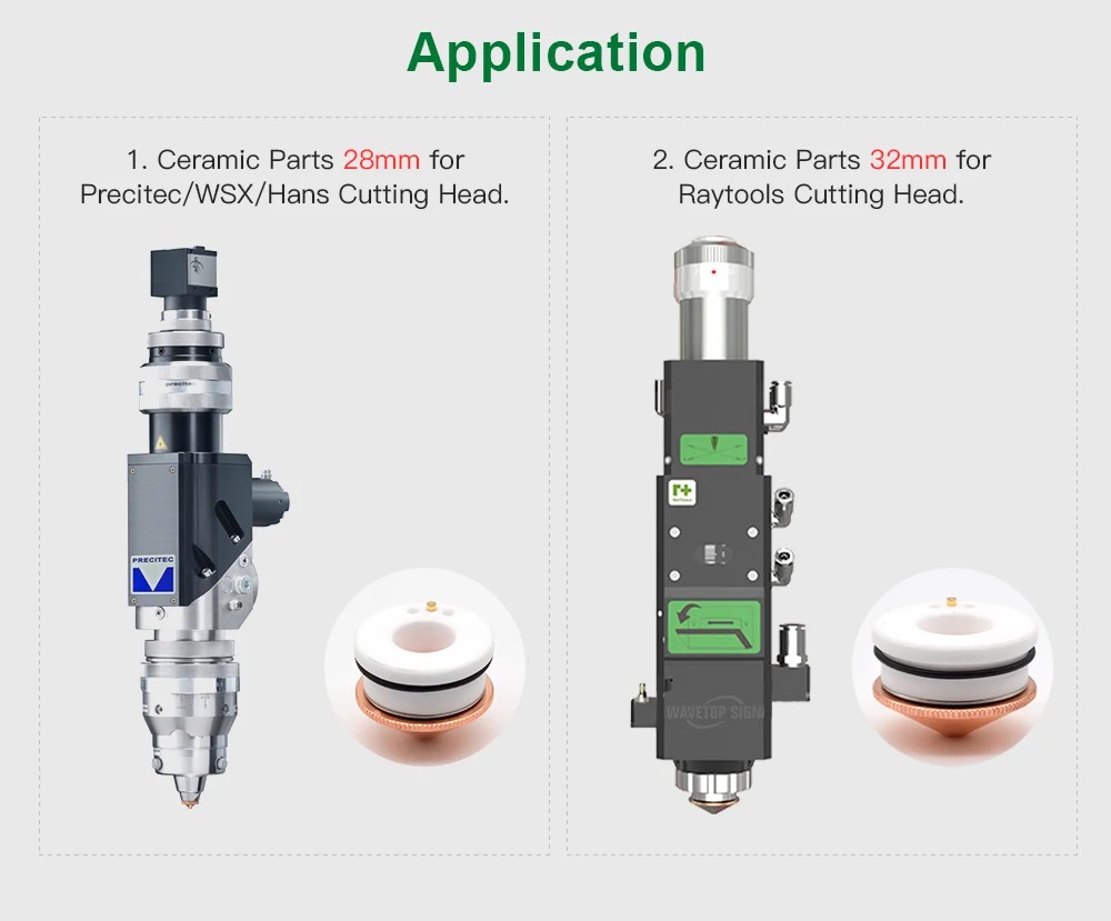 Laser Ceramic Part 28 32mm OEM Precitec Lasermech Raytools Empower KT B2 CON YAG Fiber Laser Cutting Machine Head Nozzle Holder