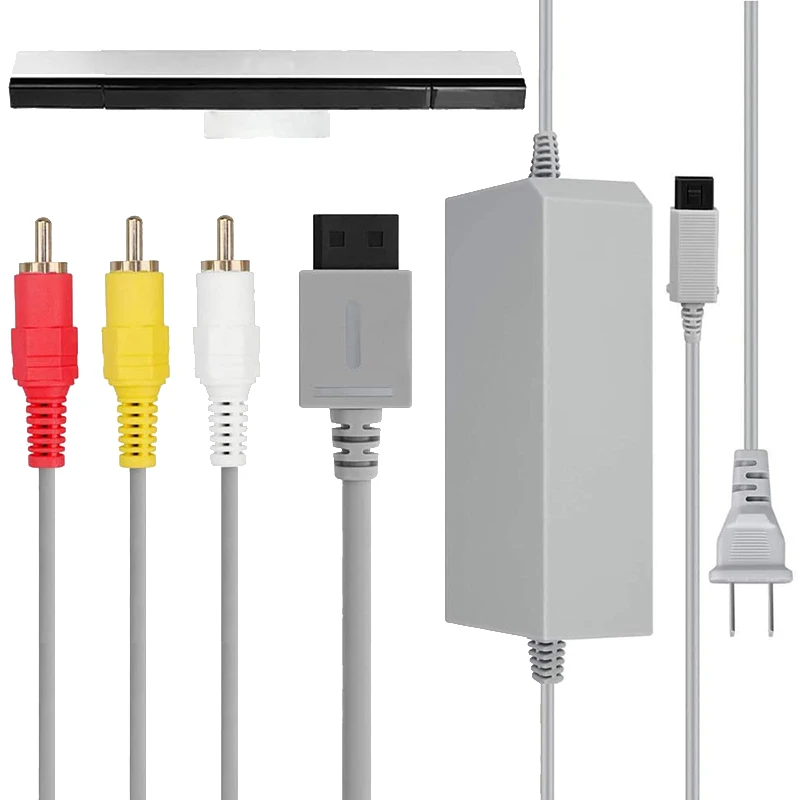 3 in 1 Combo- AC Power Adapter + Composite o Video Cable + Wired Motion Sensor Bar for Nintendo Wii Wii U US Plug
3 in 1 Combo- AC Power Adapter + Composite o Video Cable + Wired Motion Sensor Bar for Nintendo Wii Wii U US Plug