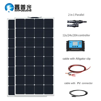 200w ETFE Solar Panel 2*100w Solar Module sun power Cell System Kit + 12v/24v/20A controller For Outdoor Home Lawn Car RV Yatch
200w ETFE Solar Panel 2*100w Solar Module sun power Cell System Kit + 12v/24v/20A controller For Outdoor Home Lawn Car RV Yatch