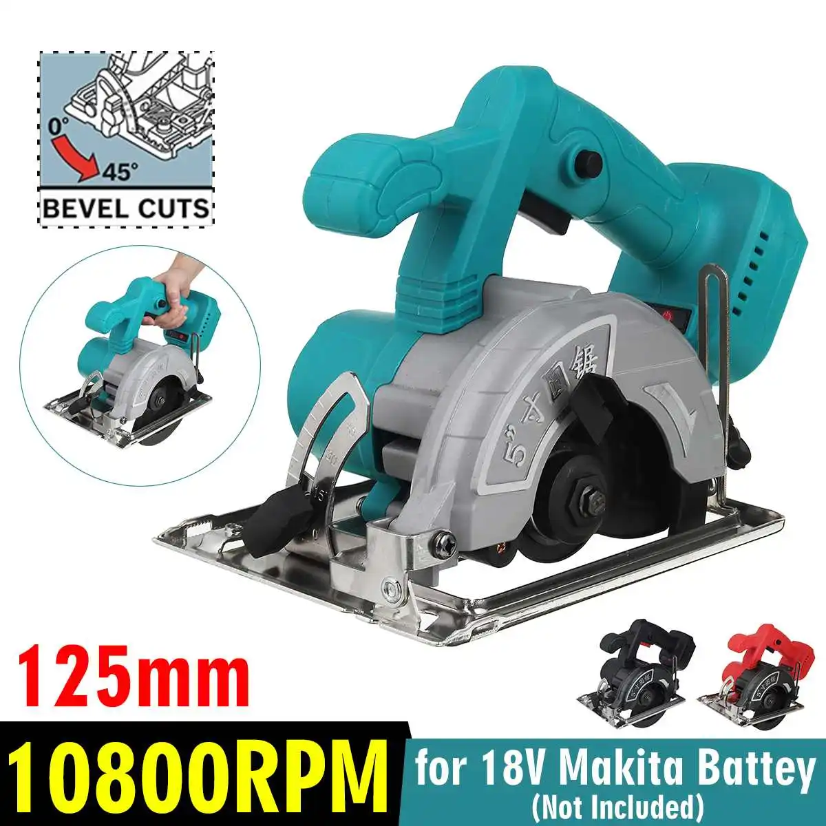 10800RPM Electric Circular Saw 0° to 45° Adjustable Power Tools Multifunction Cutting Machine For Makita 18V Battery 125mm
10800RPM Electric Circular Saw 0° to 45° Adjustable Power Tools Multifunction Cutting Machine For Makita 18V Battery 125mm
