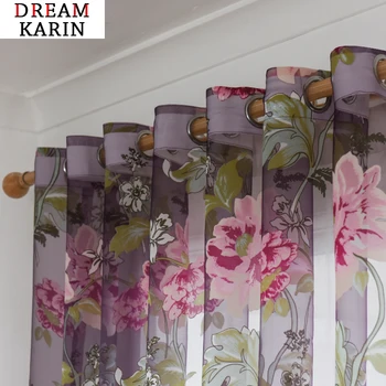 Purple Floral Tulle Curtains For Living Room Purple Sheer Curtains For Bedroom Door Short Kitchen Window Curtains Drapes 
Purple Floral Tulle Curtains For Living Room Purple Sheer Curtains For Bedroom Door Short Kitchen Window Curtains Drapes