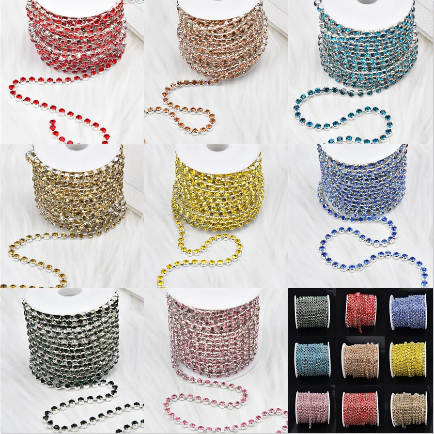 10Yards/Roll SS12 SS16 Colour Crystal Rhinestone Cup Chain Sew On Glass Diamond Trim For Craft Diy Clothing Ornament Accessories
10Yards/Roll SS12 SS16 Colour Crystal Rhinestone Cup Chain Sew On Glass Diamond Trim For Craft Diy Clothing Ornament Accessories