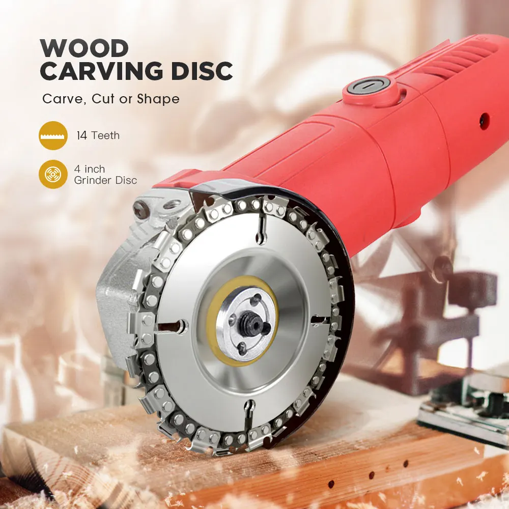 4 Inch Grinder Chain Disc 14 Teeth Carbide Cutting Woodworking Carving Sculpting Tool for 100/115 Angle Grinder Circular Saw
4 Inch Grinder Chain Disc 14 Teeth Carbide Cutting Woodworking Carving Sculpting Tool for 100/115 Angle Grinder Circular Saw
