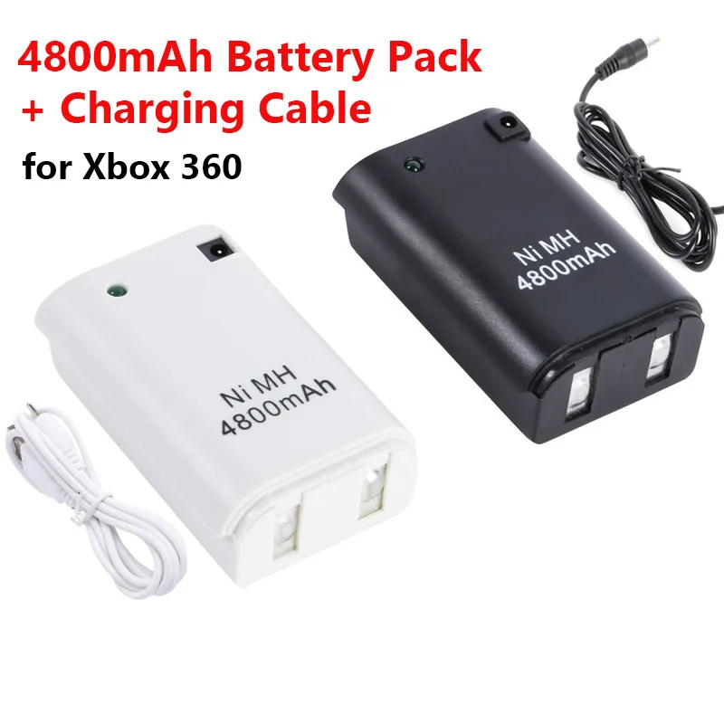 

1Pcs 4800mAh Battery Pack + Charging Cable for Xbox 360 Wireless Controller Batteries Pack For Microsoft Xbox 360