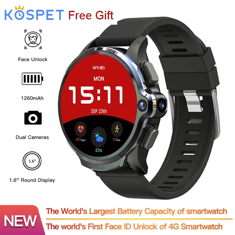 KOSPET Prime 3G 32G Smartwatch Phone 1260mAh Battery Dual Camera Face ID unclok 1.6Inch 4G Android Smart Watch Camera GPS BT
KOSPET Prime 3G 32G Smartwatch Phone 1260mAh Battery Dual Camera Face ID unclok 1.6Inch 4G Android Smart Watch Camera GPS BT