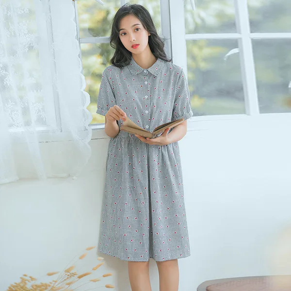 Spring Summer New Style Literature And Art Vertical Striped Dress Student Mid-length Short Sleeve Base Shirt Dress Fashion S2638
Spring Summer New Style Literature And Art Vertical Striped Dress Student Mid-length Short Sleeve Base Shirt Dress Fashion S2638