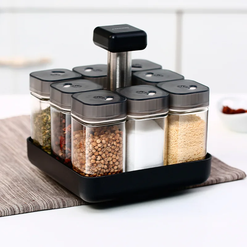 9 pcs Glass and Plastic Seasoning Boxes and Holder Dustproof Visible Spice Can Salt Pepper Shaker Pot Outdoor Barbecue Cruet
9 pcs Glass and Plastic Seasoning Boxes and Holder Dustproof Visible Spice Can Salt Pepper Shaker Pot Outdoor Barbecue Cruet