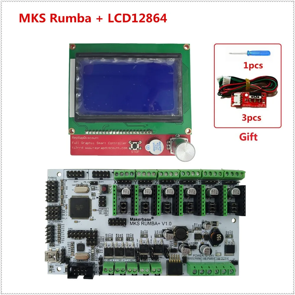 Плата для 3D принтера MKS Rumba Plus панель управления плата + принтер ЖК дисплей 12864 RepRap