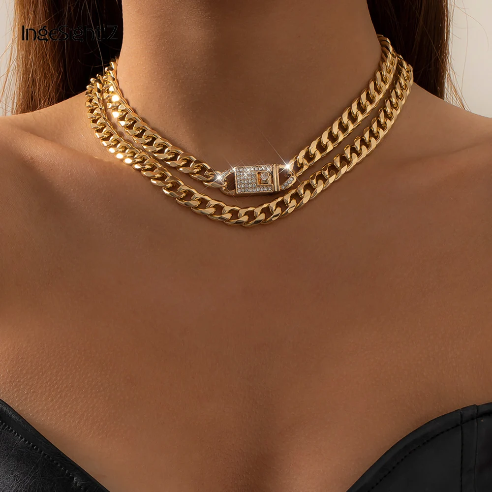 Фото Чокер IngeSight.Z Женский роскошное ожерелье из кубинской цепи в стиле хип-хоп плотное