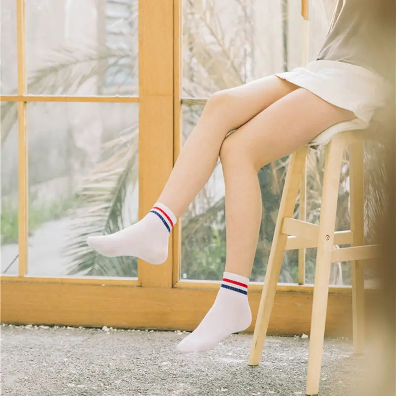 Носки женские эластичные спортивные теплые носки повседневные полосатые