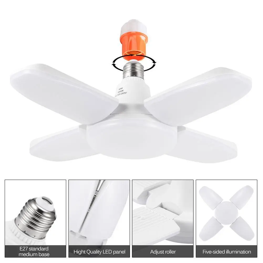 38W E26 Fan Blade LED Folding Garage Lamp High Brightness Bulb Current AC85-265V Base Constant Led Light Adjustable W0Q8
38W E26 Fan Blade LED Folding Garage Lamp High Brightness Bulb Current AC85-265V Base Constant Led Light Adjustable W0Q8