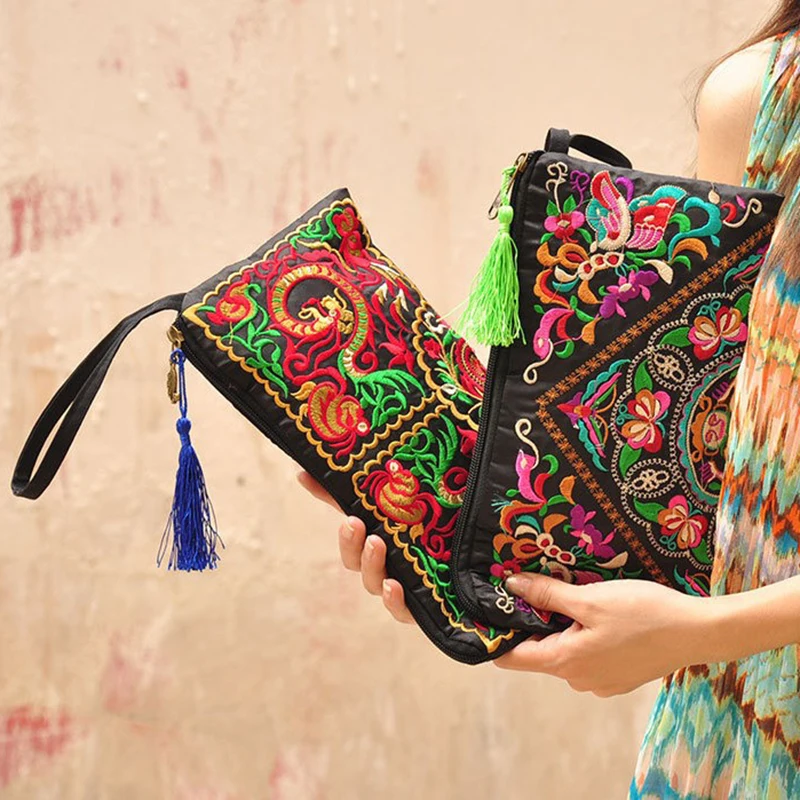 Фото Кошельки на ремешке женский клатч с вышивкой кошелек Женский сумки Длинные