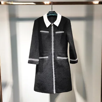 2019 Autumn and Winter New Retro Woven Tweed Stitching Lapel Slim Women Dress
2019 Autumn and Winter New Retro Woven Tweed Stitching Lapel Slim Women Dress