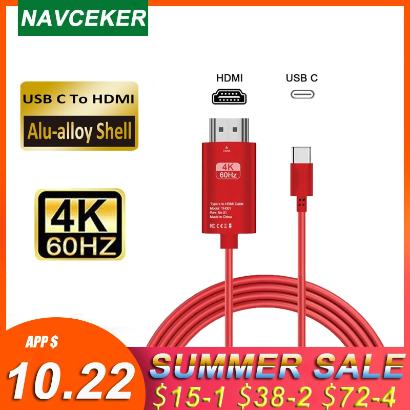 2022 USB C к HDMI кабель 4K Тип Thunderbolt3 конвертер для MacBook Huawei Mate 30 USB-C адаптер Type |