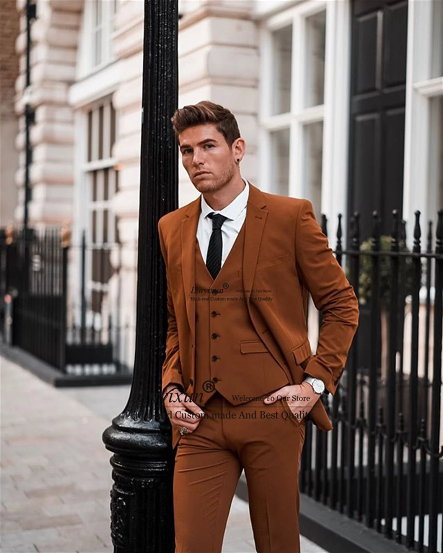 Fashion Brown Men Suits For Wedding 3 Pieces Jacket Vest Pants Set Groom Tuxedos Notched Lapel Ensemble Homme Male Prom Blazer
Fashion Brown Men Suits For Wedding 3 Pieces Jacket Vest Pants Set Groom Tuxedos Notched Lapel Ensemble Homme Male Prom Blazer