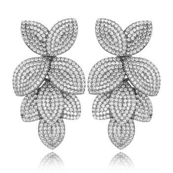 

missvikki Trendy Famous Leaf Earrings for Women Prom Party show Wine Important occasion Noble Jewelry High Quality AAA Zirconia