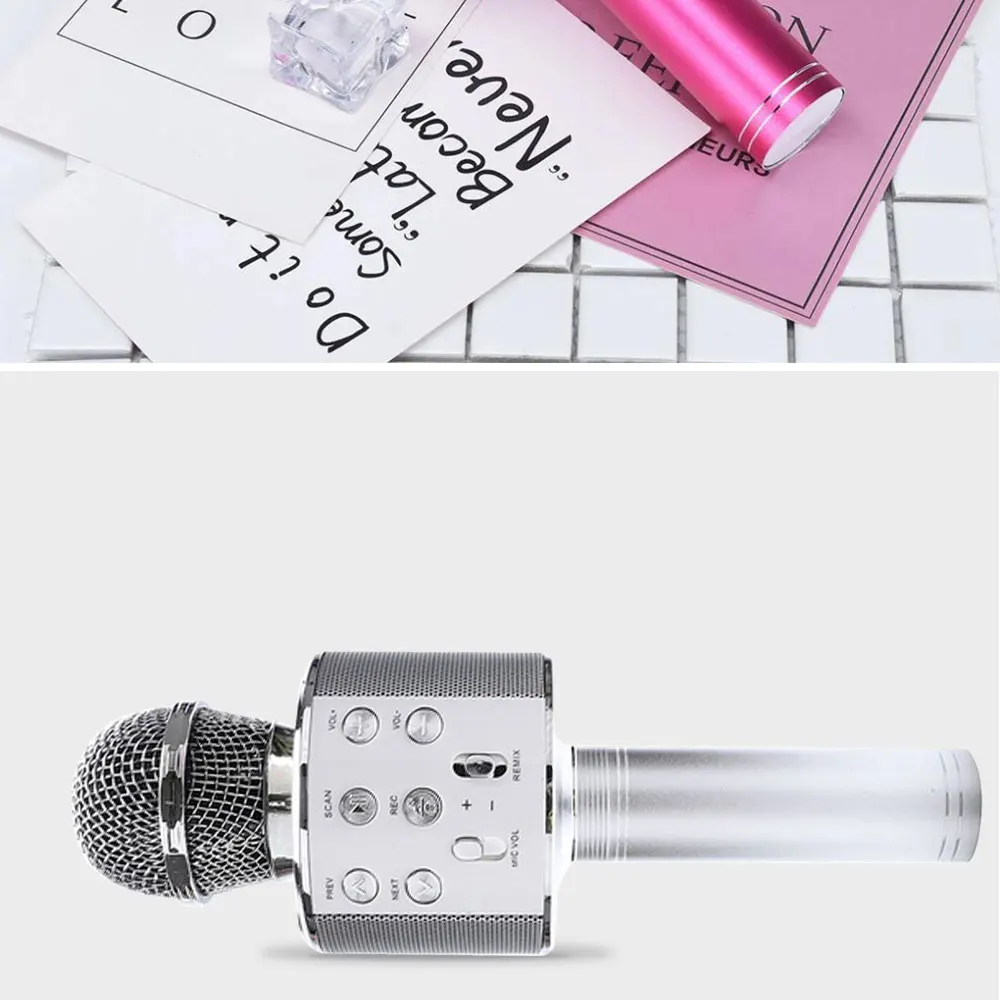 Fast-Delivery WS858 Karaoke Microphone Wireless Speaker Recording Youtube Bluetooth Microphone For Smartphone Kids Fast-Delivery WS858 Karaoke Microphone Wireless Speaker Recording Youtube Bluetooth Microphone For Smartphone Kids