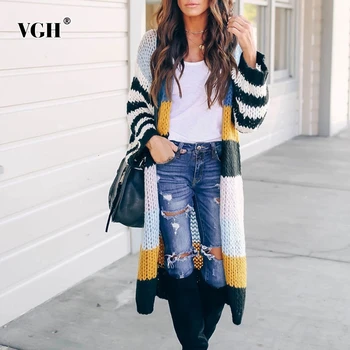 VGH Striped Knitting Women's Sweaters O Neck Long Sleeve Hit Color Korean Plus Size Female Cardigans 2020 Autumn Fashion New 
VGH Striped Knitting Women's Sweaters O Neck Long Sleeve Hit Color Korean Plus Size Female Cardigans 2020 Autumn Fashion New