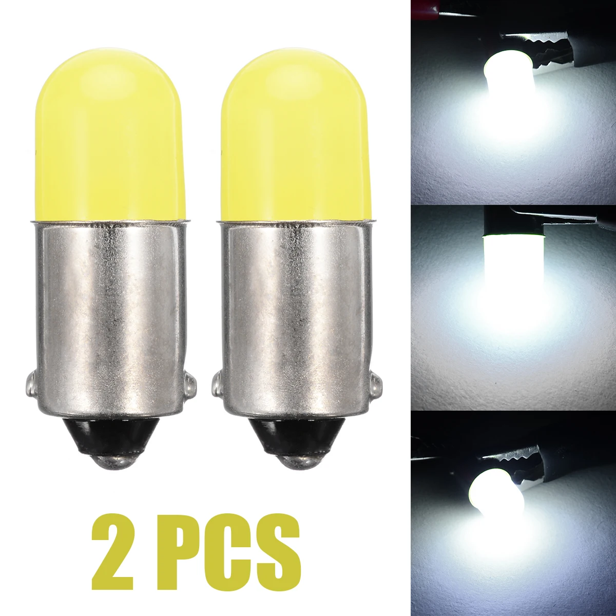 1 Pair BA9S T4W Super Bright Round 3D COB LED Pure White Car License Plate Light Bulb Auto Lamp marker light DC 12V