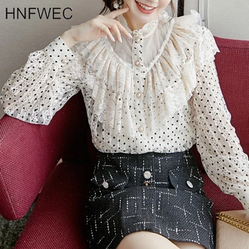 Polka Dot Patchwork Lace Chiffon Blouse Women's Ruffled Shirt Long Sleeve Beige Tops K021
Polka Dot Patchwork Lace Chiffon Blouse Women's Ruffled Shirt Long Sleeve Beige Tops K021