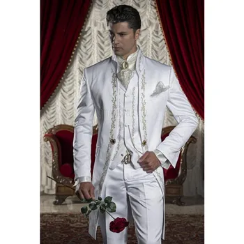 Classic Style White Embroidery Groom Tuxedos Groomsmen Men's Wedding Prom Suits Custom Made (Jacket+Pants+Vest+Tie)
Classic Style White Embroidery Groom Tuxedos Groomsmen Men's Wedding Prom Suits Custom Made (Jacket+Pants+Vest+Tie)