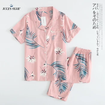 JULY'S SYJJF CottonWomen's Pajamas Set Nightwear Ladies Casual Short Sleeve Lapel Collar Printed Homewear Sleepwear Female
JULY'S SYJJF CottonWomen's Pajamas Set Nightwear Ladies Casual Short Sleeve Lapel Collar Printed Homewear Sleepwear Female